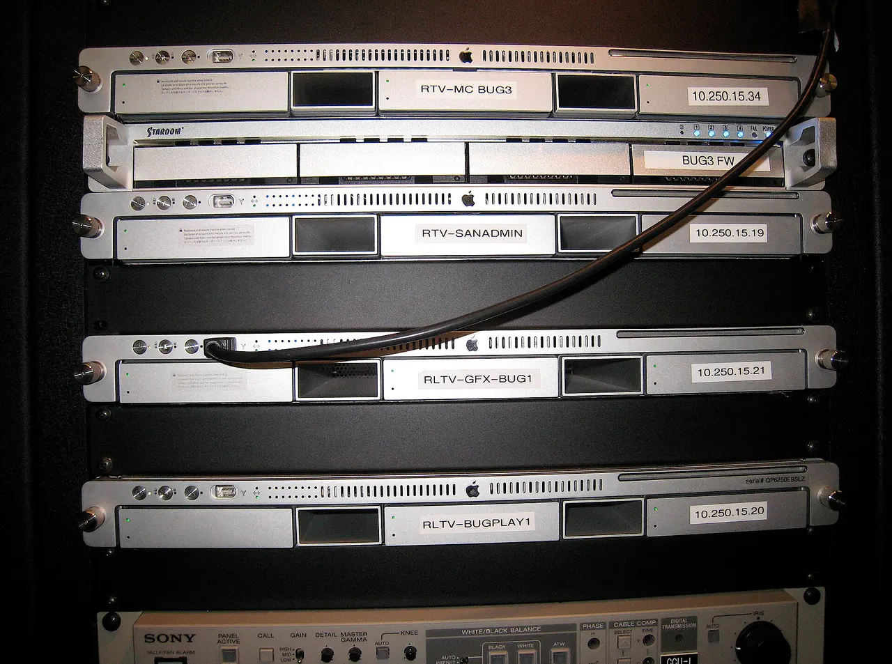 Hard Disk Video Storage Studio at UMBC saves video directly to disk via these Xserves