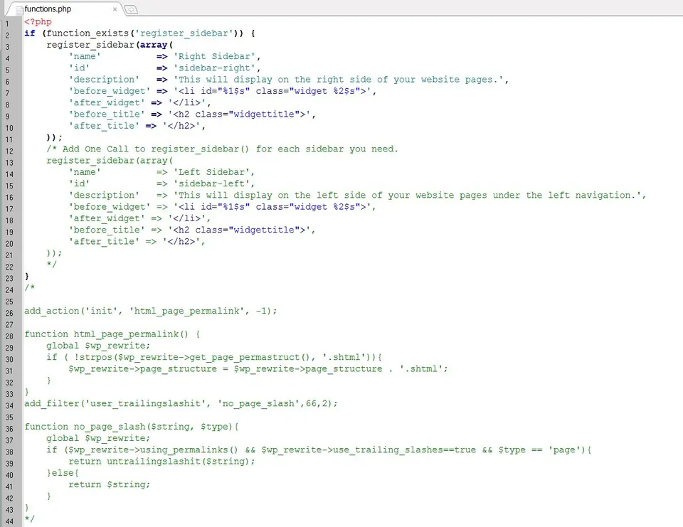 This is an example of custom php code on a computer screen.